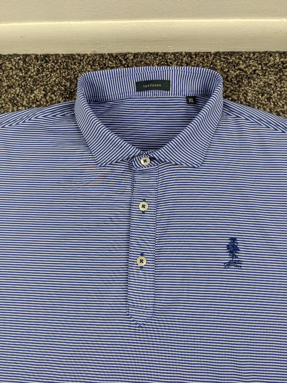 Stone Harbor Golf Club Polo Shirt Turtleson Performance Blue Striped Mens XL